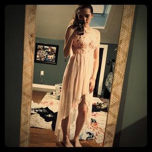 High low beautiful fun light pink floral dress